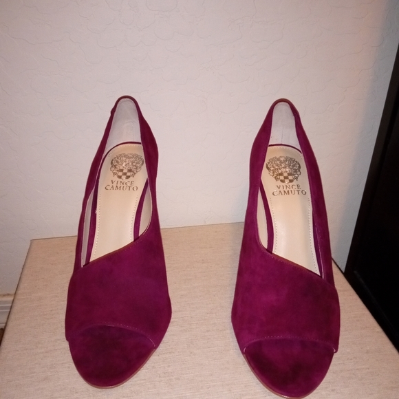 Vince Camuto Rallien Suede Leather Peep Toe Stiletto Heels Size 10 - Picture 6 of 7